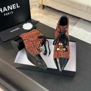 Uubags | Chanel pointed toe tweed high heel ankle boots in red - 4