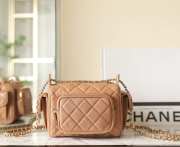 Uubags | Chanel Small Camera Case Shiny Crumpled Lambskin & Gold-Tone Metal Orange 13x23x15cm - 5