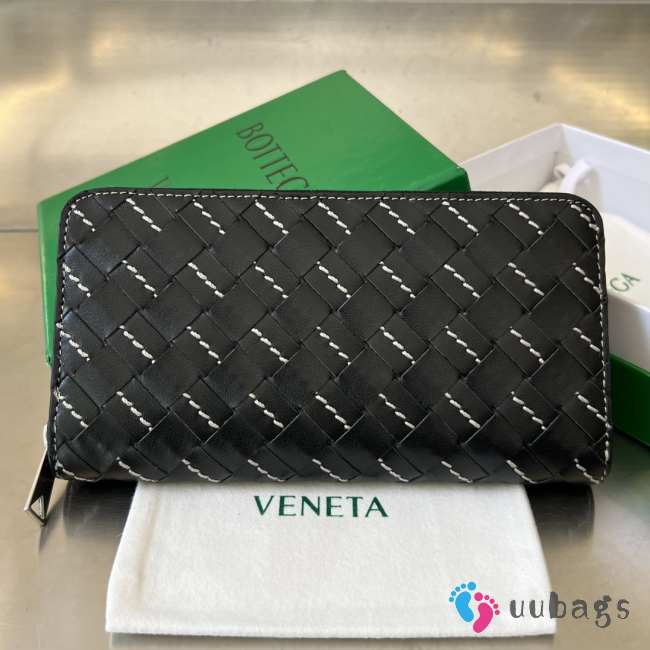 Uubags Bottega Veneta Intrecciato Zip around wallet intrecciato calfskin leather wallet 19x10x2cm - 1