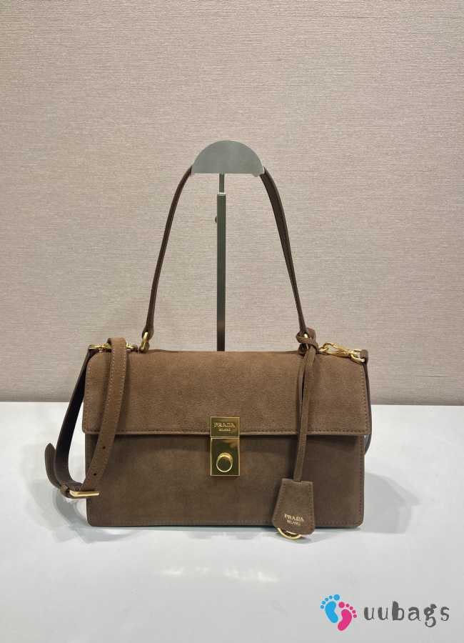 Uubags Prada 1BN023 medium suede shoulder bag in brown 28x16x10cm - 1