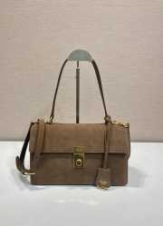 Uubags Prada 1BN023 medium suede shoulder bag in brown 28x16x10cm - 1