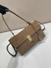 Uubags Prada 1BN023 medium suede shoulder bag in brown 28x16x10cm - 4