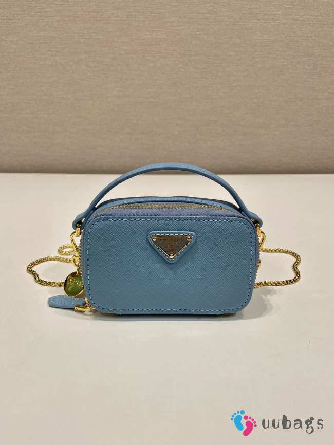 Uubags Prada 1NR025 Saffiano leather mini-pouch in blue 11x6.5x2.5cm - 1