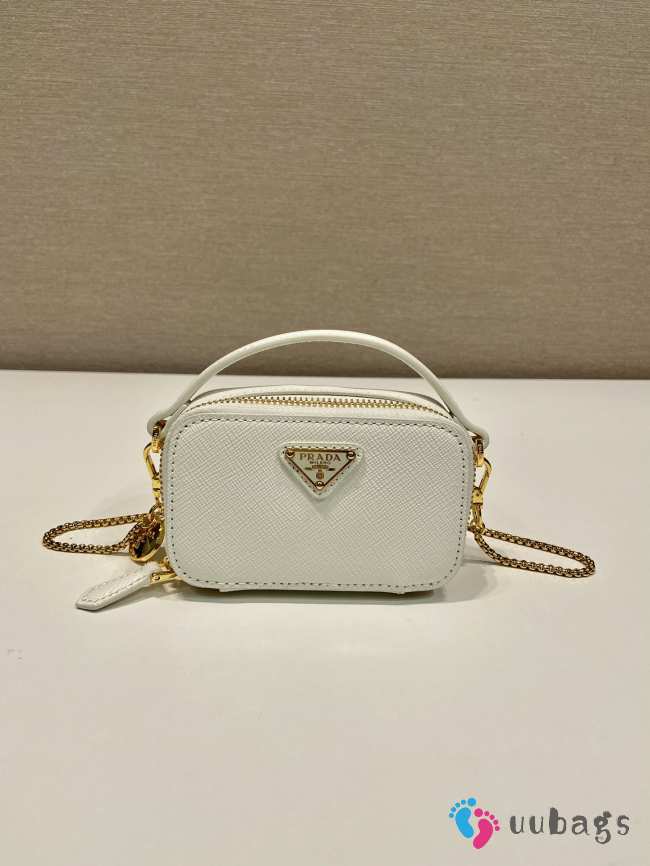 Uubags Prada 1NR025 Saffiano leather mini-pouch in white 11x6.5x2.5cm - 1