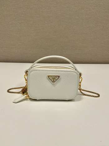 Uubags Prada 1NR025 Saffiano leather mini-pouch in white 11x6.5x2.5cm