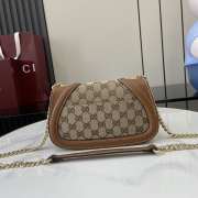 Uubags Gucci Blondie small shoulder bag in beige and dark brown GG canvas 21.5x11x8cm - 2