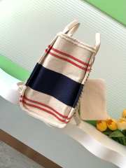 Uubags Chanel Shopping Bag Cotton Canvas & Gold Metallic Cream, Blue & Red 38cm - 6