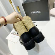 Uubags Chanel 20A Black Beige CC Chain Combat Ankle Short Boot - 2