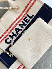 Uubags Chanel Shopping Bag Cotton Canvas & Gold Metallic Cream, Blue & Red 34cm - 6