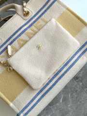 Uubags Chanel Shopping Bag Cotton Canvas & Gold Metallic Cream, Blue & Yellow 38cm - 3