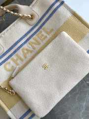 Uubags Chanel Shopping Bag Cotton Canvas & Gold Metallic Cream, Blue & Yellow 34cm - 6