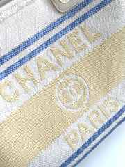 Uubags Chanel Shopping Bag Cotton Canvas & Gold Metallic Cream, Blue & Yellow 34cm - 2