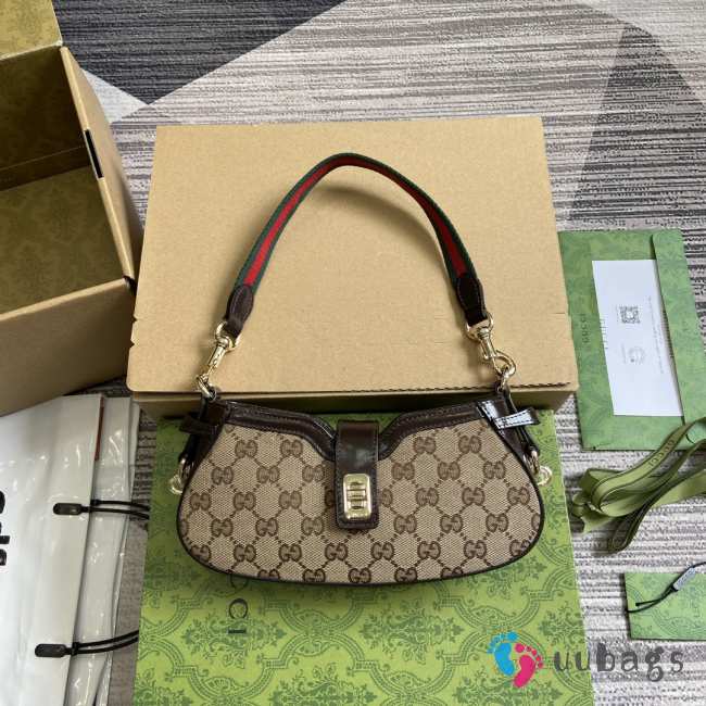 Uubags Gucci Moon Side small bag in beige and ebony GG supreme canvas 24x12x5cm - 1