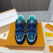 Uubags Louis Vuitton Trainer full rhinestones blue/ black/ green sneakers - 4