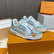 Uubags Louis Vuitton Trainer full rhinestones blue/ white sneakers - 1