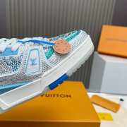 Uubags Louis Vuitton Trainer full rhinestones blue/ white sneakers - 5