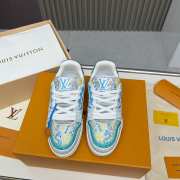 Uubags Louis Vuitton Trainer full rhinestones blue/ white sneakers - 3