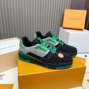 Uubags Louis Vuitton Trainer Green Black Crystals Sneaker - 1