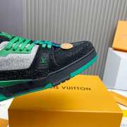 Uubags Louis Vuitton Trainer Green Black Crystals Sneaker - 2