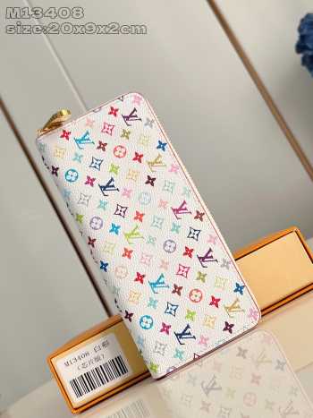 Uubags Louis Vuitton M13408 LV x TM Clemence Wallet White Multicolored Monogram Coated Canvas 9x2x20cm