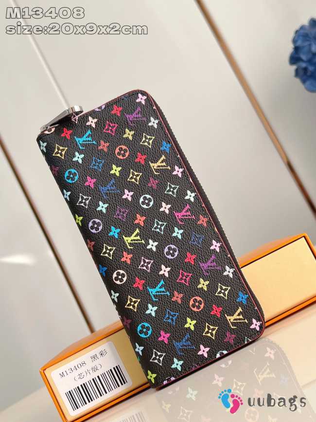 Uubags Louis Vuitton M13408 LV x TM Clemence Wallet Black Multicolored Monogram Coated Canvas 9x2x20cm - 1