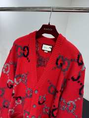 Uubags Gucci red wool cardigan with GG intarsia - 5