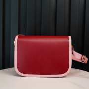 Uubags Gucci Azalea Calfskin Horsebit 1955 Shoulder Bag Cherry Red 25x18x8cm - 3