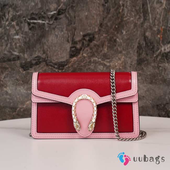 Uubags Gucci Dionysus Mini Bag Leather Shoulder Bag In Red and Pink 16.5x10x4cm - 1