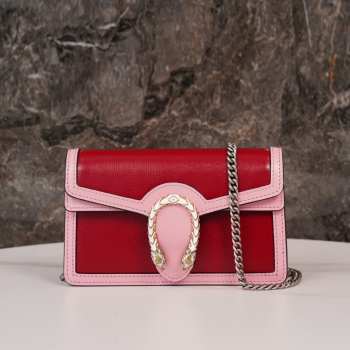 Uubags Gucci Dionysus Mini Bag Leather Shoulder Bag In Red and Pink 16.5x10x4cm