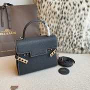 Uubags Delvaux Tempête PM Crispy Calf Leather Bag In Black 21.5x19.5x8.5cm - 5