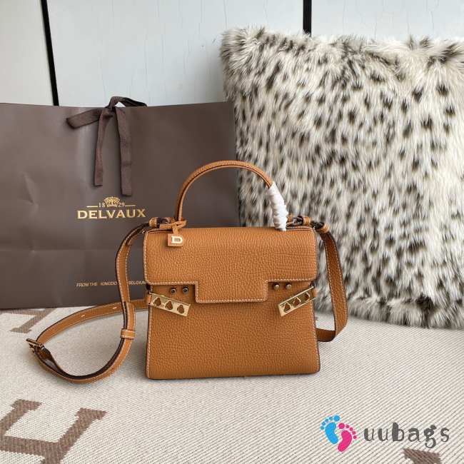 Uubags Delvaux Tempête PM Crispy Calf Leather Bag In Brown 21.5x19.5x8.5cm - 1