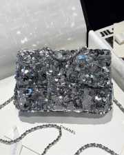 Uubags Chanel Cruise 2024/25 Flap Bag Sequins In Silver 14x21x8cm - 5