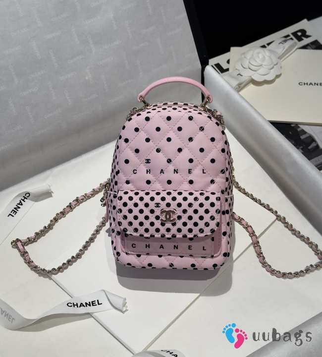 Uubags Chanel mini 24C backpack wool fabric in pink 18x13x9cm - 1