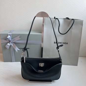 Uubags Balenciaga Rodeo Sling pochette bag in black smooth calfskin, aged-silver hardware 22x4.5x12cm