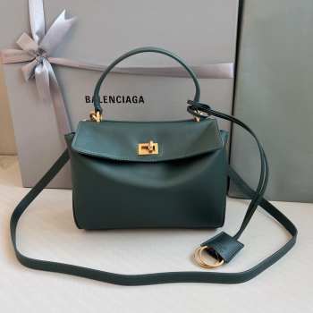 Uubags Balenciaga Rodeo Mini bag in pine green smooth calfskin, aged-gold hardware 22.8x16x8cm