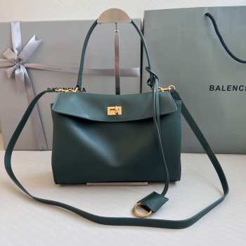 Uubags Balenciaga Rodeo Small bag in pine green smooth calfskin, aged-gold hardware 28x20x10cm