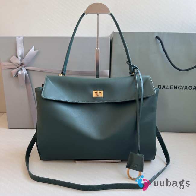 Uubags Balenciaga Rodeo Medium bag in pine green smooth calfskin, aged-gold hardware 35x23x11cm - 1