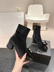 Uubags Chanel Bowtie Double C Buckle Ankle Boots In Black  - 3