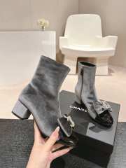 Uubags Chanel Bowtie Double C Buckle Ankle Boots In Grey - 6