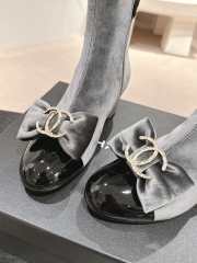 Uubags Chanel Bowtie Double C Buckle Ankle Boots In Grey - 4