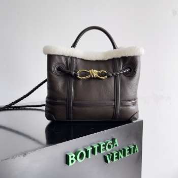 Uubags Bottega Veneta Andiamo Aviator Shearling In Brown 25x22x10cm