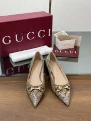 Uubags Gucci Horsebit Pointed Toe Flat in beige - 3