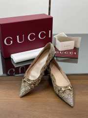 Uubags Gucci Horsebit Pointed Toe Flat in beige - 5