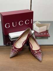 Uubags Gucci Horsebit Pointed Toe Flat in red - 6