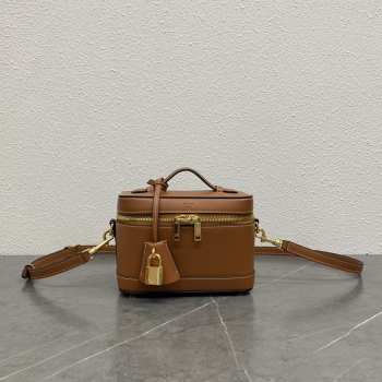 Uubags Celine Vanity bag in Triomphe canvas and calfskin brown 18x12x18cm