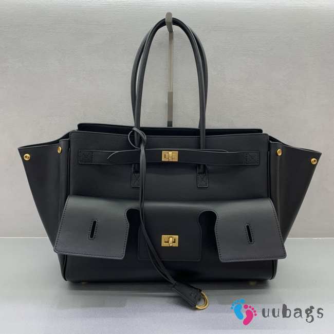 Uubags Balenciaga Bel Air medium Carry All bag in black smooth calfskin, aged-gold hardware 36.5x14.5x28cm - 1