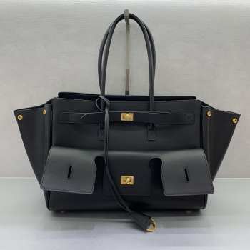 Uubags Balenciaga Bel Air medium Carry All bag in black smooth calfskin, aged-gold hardware 36.5x14.5x28cm