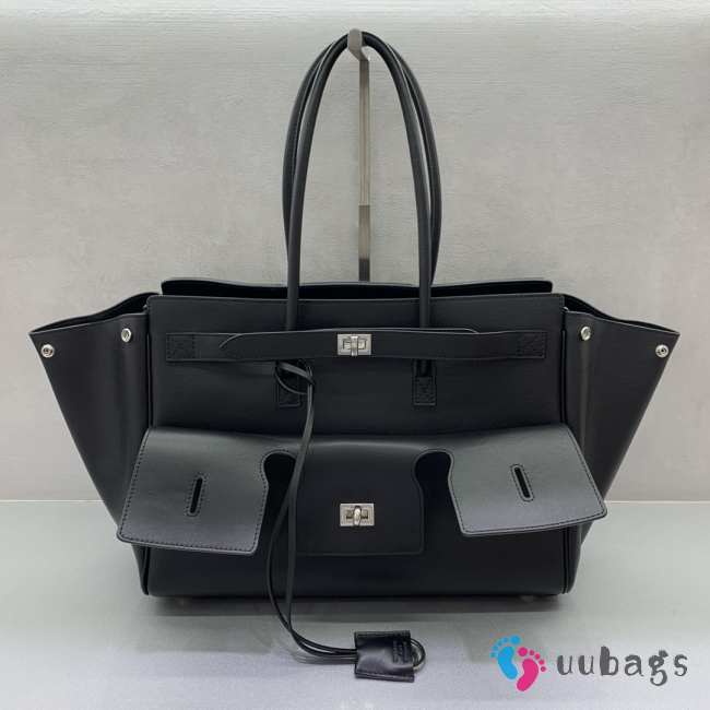 Uubags Balenciaga Bel Air medium Carry All bag in black smooth calfskin, aged-silver hardware 36.5x14.5x28cm - 1