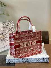 Uubags Dior Book Tote Bag Red Toile De Jouy Embroidery 36cm - 5