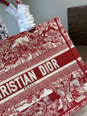 Uubags Dior Book Tote Bag Red Toile De Jouy Embroidery 36cm - 3